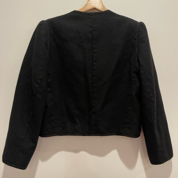 Vintage Justine Todd Black Pure Wool Cropped Blazer rope detail size 14 - Picture 6 of 8